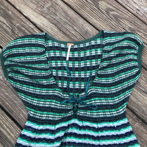 Free people Green striped crochet bubble dress - Picture 3 of 10